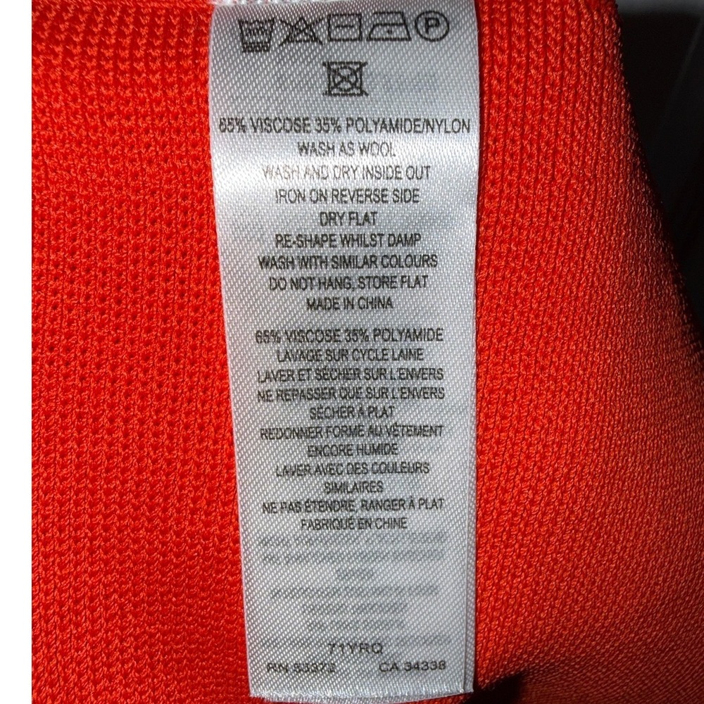 French Connection Miami Orange Knit V Neck Fit Flare Midi Dress NEW S - Picture 10 of 14